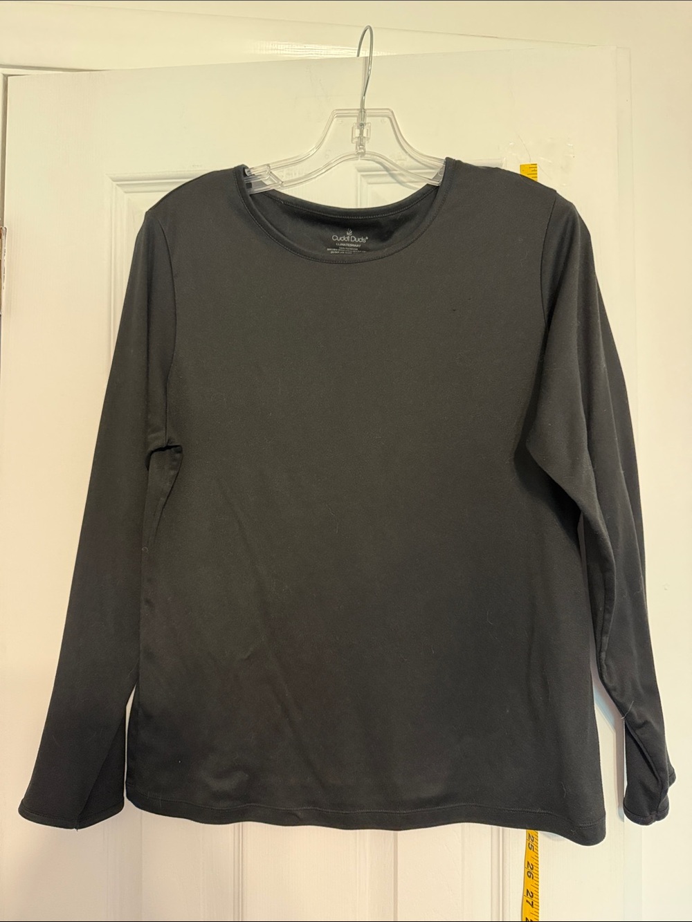 Cuddl Duds Women’s Long Sleeve Crew Neck Top in Black